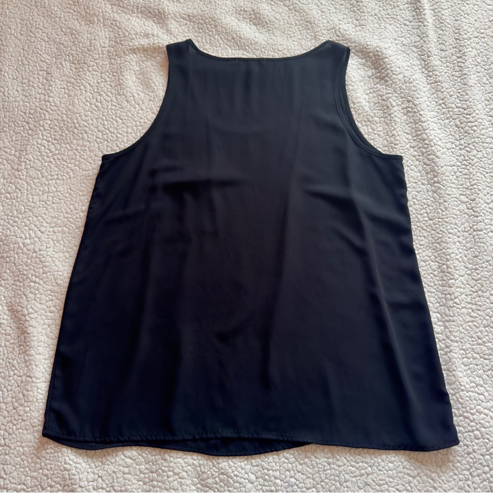 Ambiance Apparel Black Flowy Tank Top 1X Gold Zip Pocket Plus Size - Picture 6 of 8